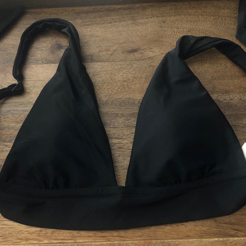 aerie Black Triangle Bandeau Bikini Top
